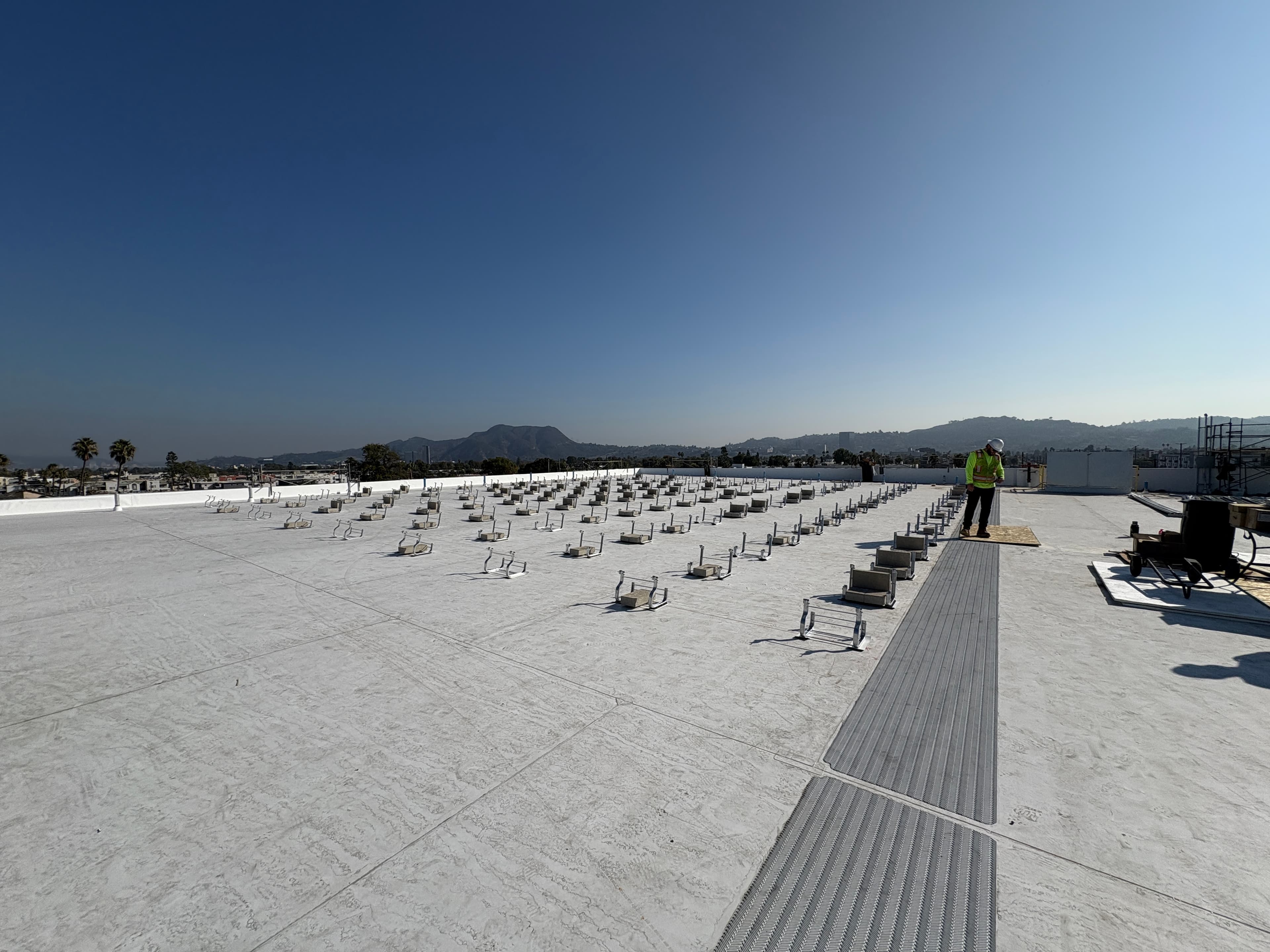 Commercial solar panels mounted