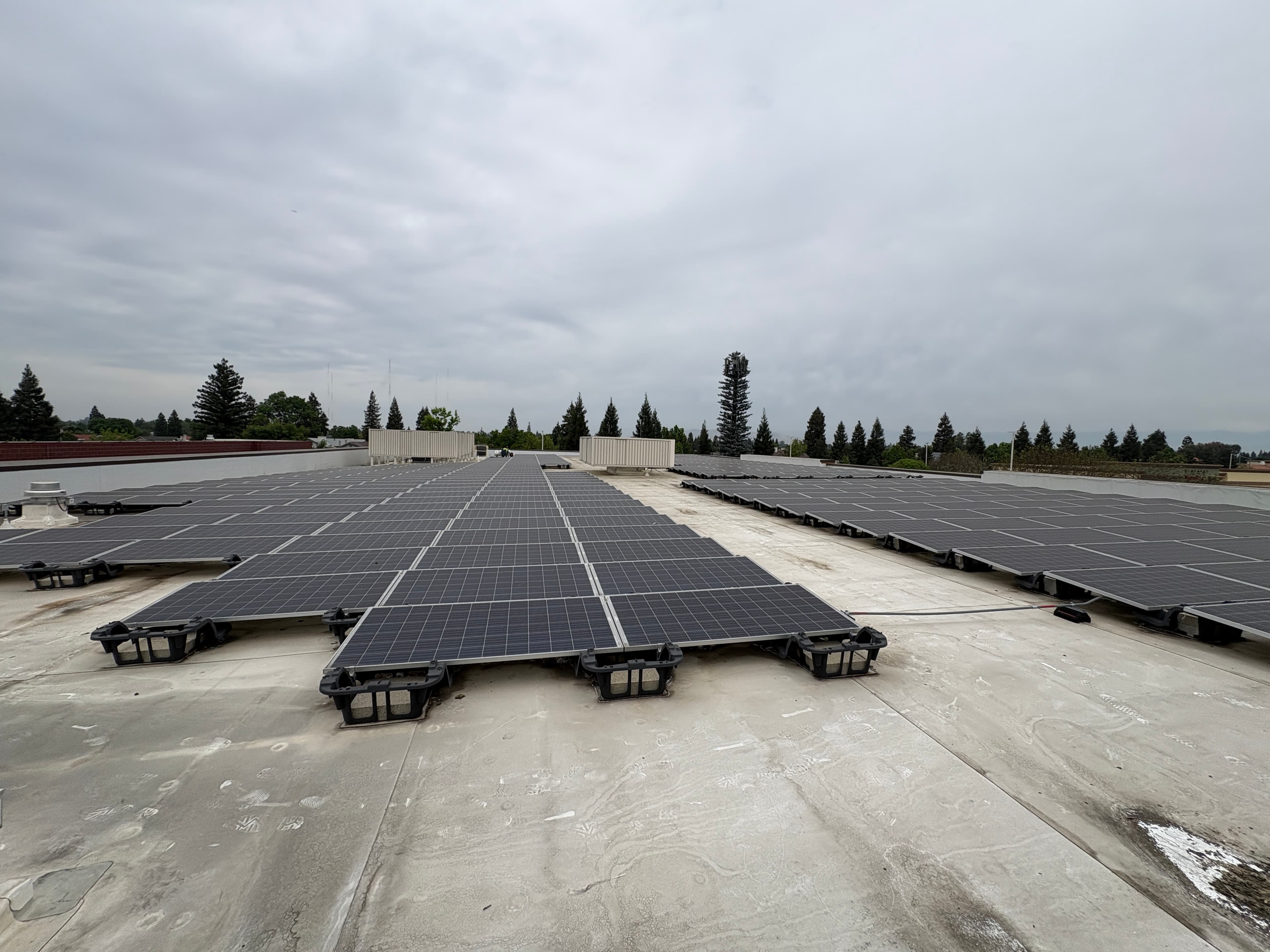 Commercial rooftop solar array at the Encinitas retail location where RCH restored 66kW of production