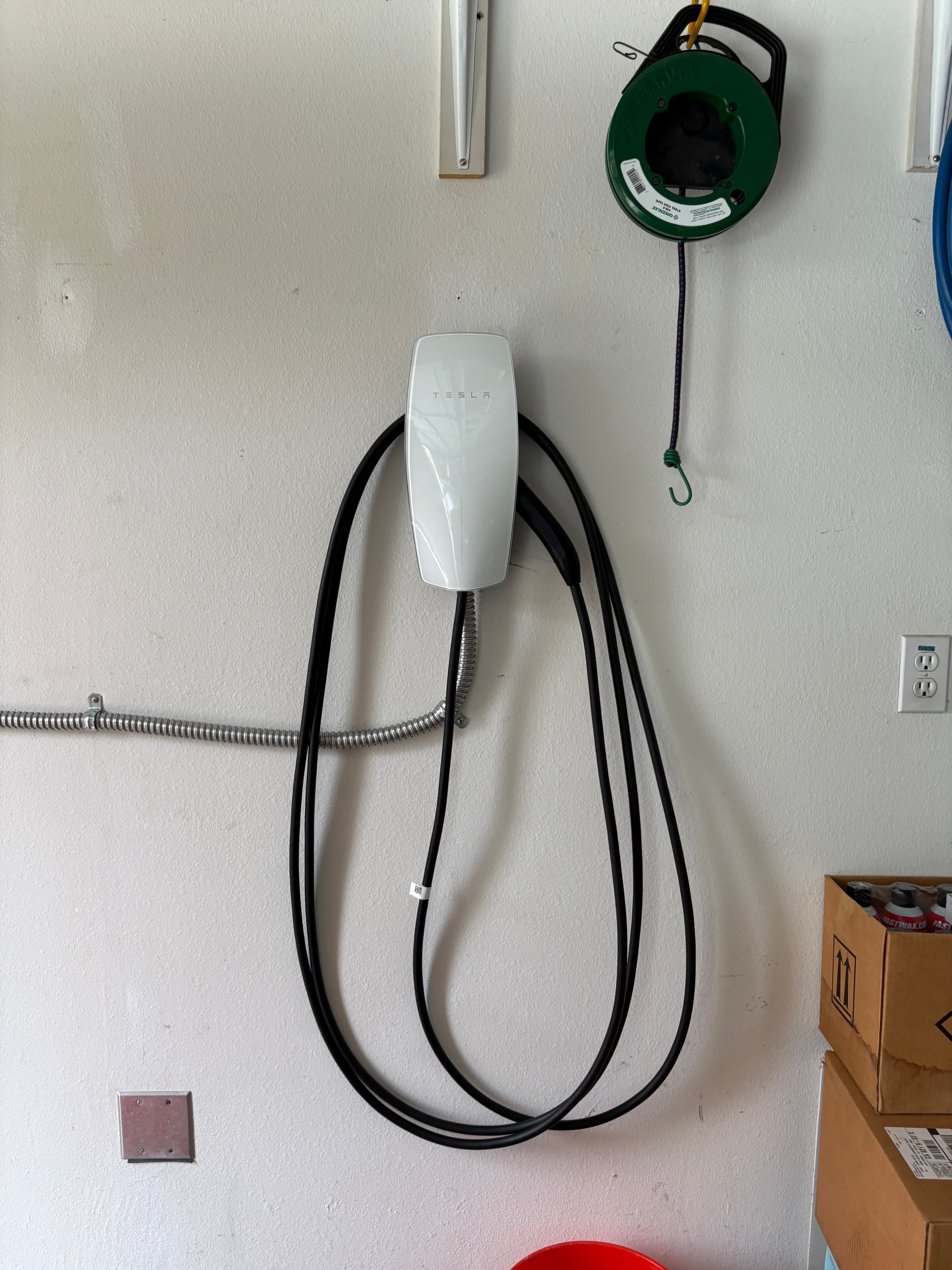 EV charger wiring closeup