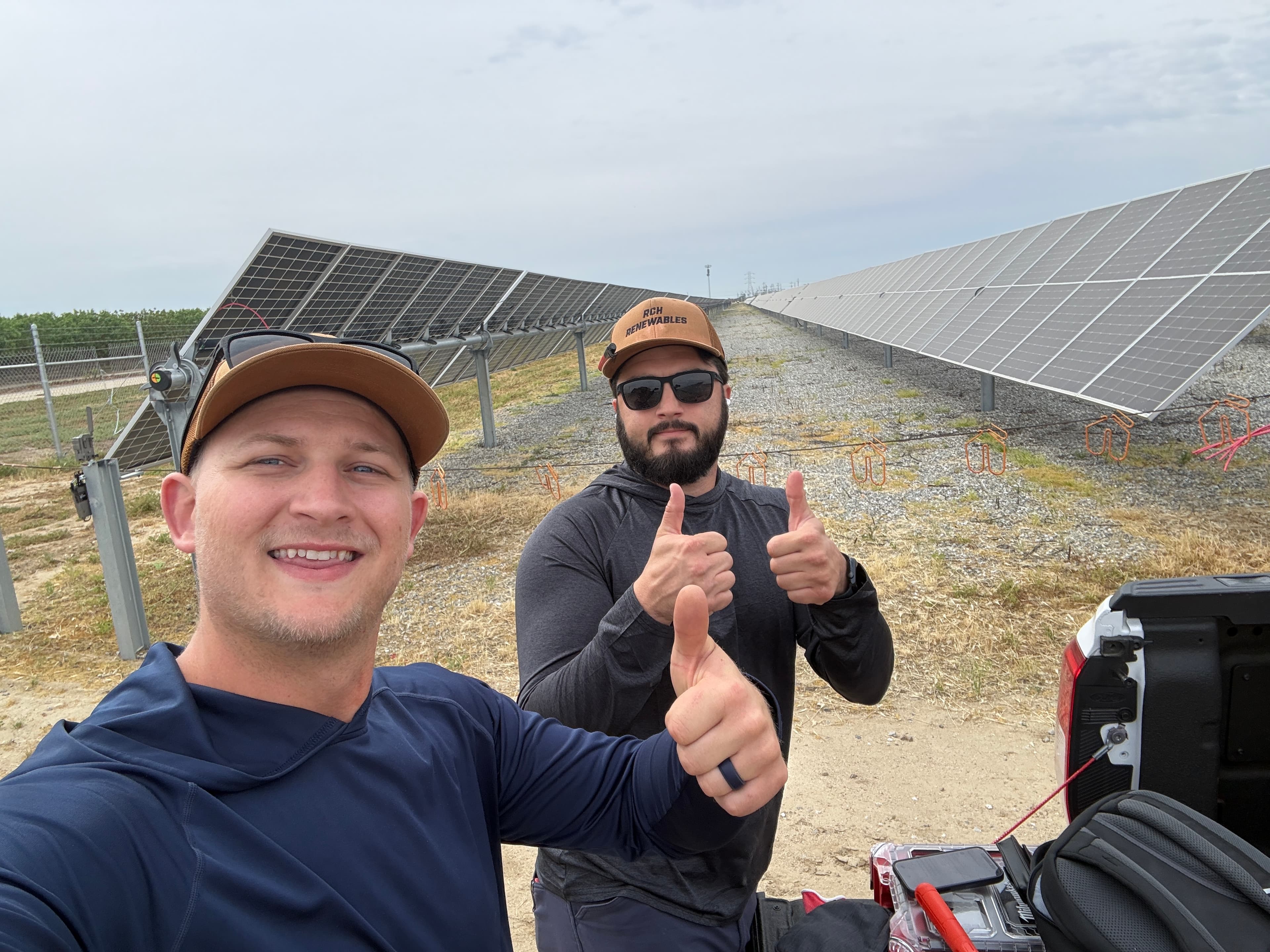 Ian Crilly and Landon Raster, founders of RCH Renewables, at a completed solar installation in North County San Diego